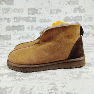 Celtic Tan Brown Leather Slip On Fur Lining Winter Ankle Boots K537